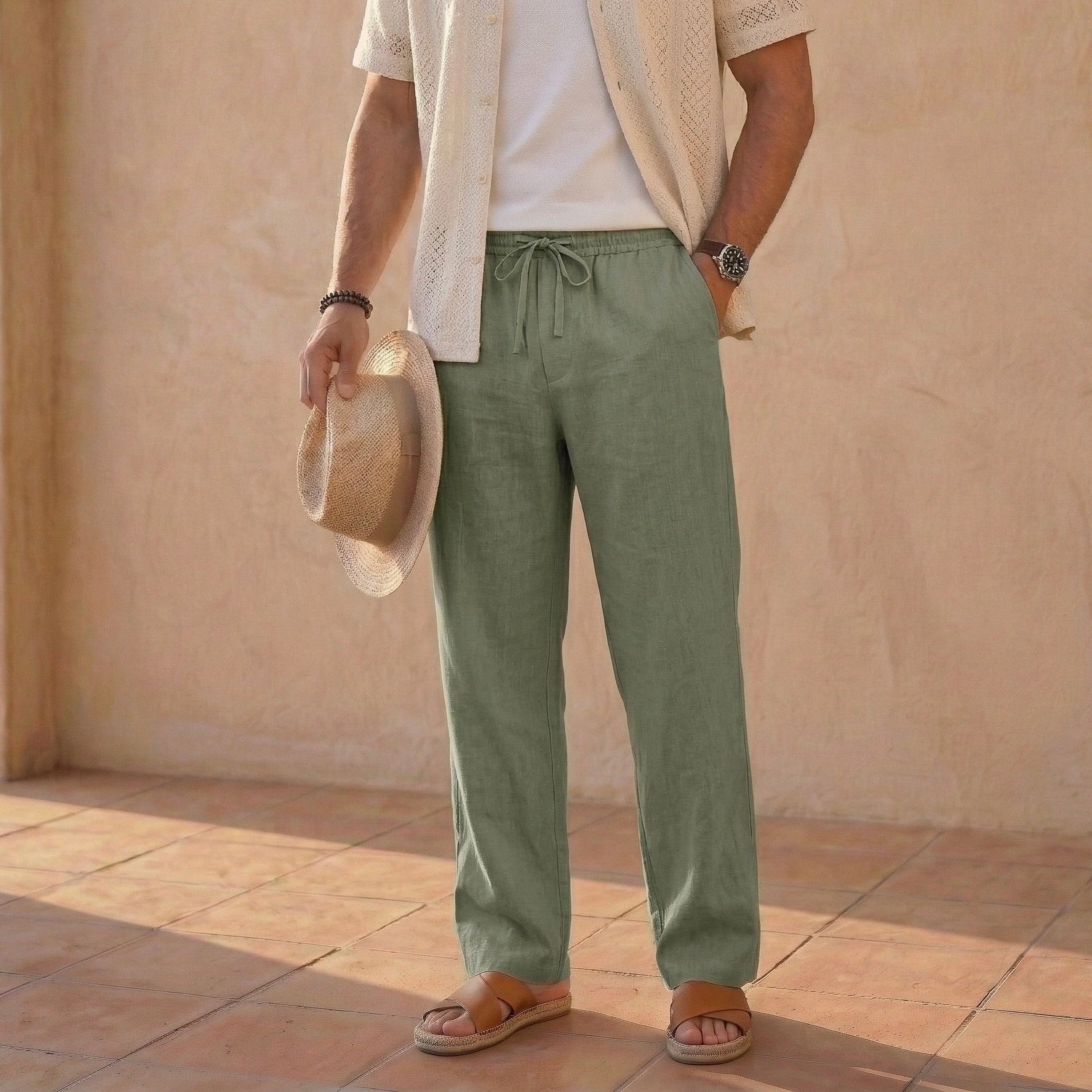 Męskie Spodnie z Lnem