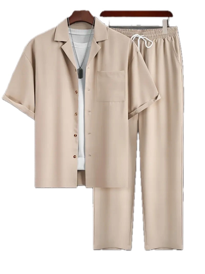 Męski Zestaw Casual z Koszulą i Spodniami - Old Money