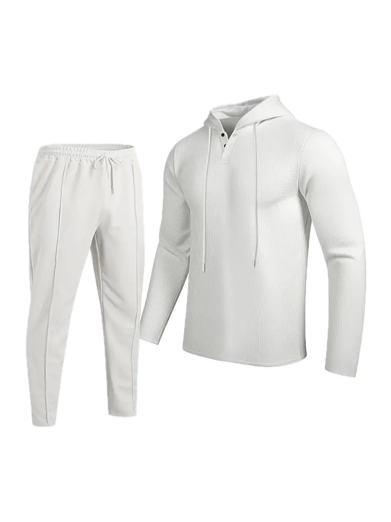 Męski Komplet Sportowy Bluza z Kapturem i Spodnie - Old Money