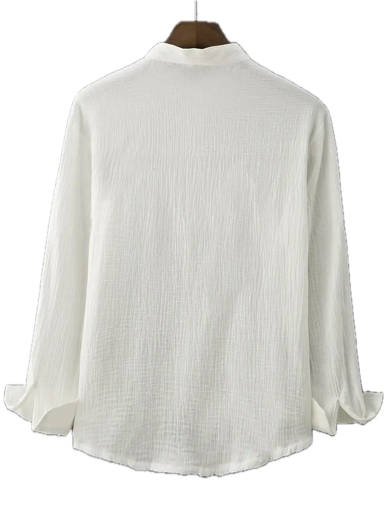 Męska Koszula z Kołnierzykiem Mandaryńskim - Old Money