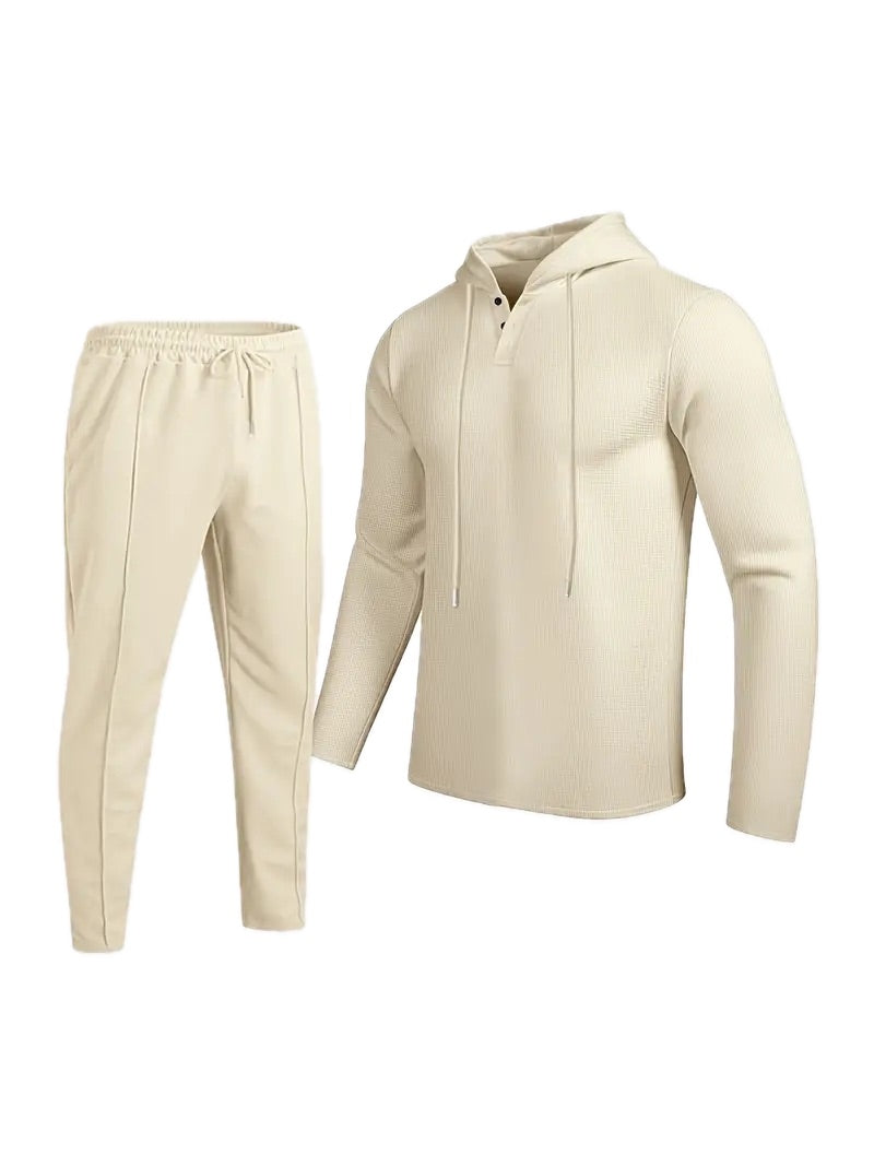 Męski Komplet Sportowy Bluza z Kapturem i Spodnie - Old Money