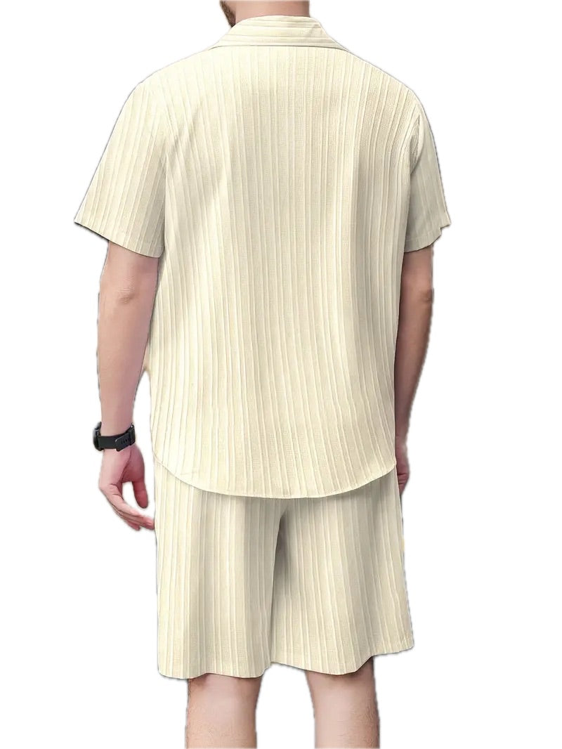 Męski Letni Zestaw Koszula i Spodenki - Old Money