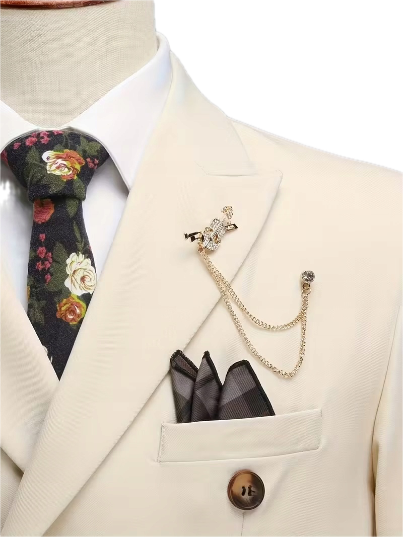 Męski Garnitur 2-Częściowy Wiskoza Włoski Dwurzędowy - Old Money