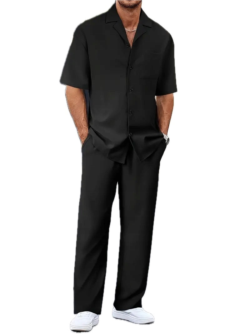 Męski Zestaw Casual z Koszulą i Spodniami - Old Money