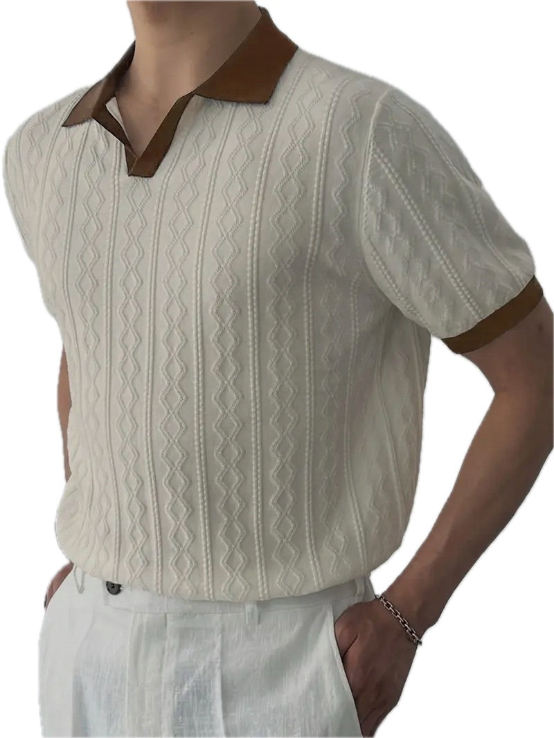 Letnia Koszulka Polo z Kontrastowym Kołnierzem - Old Money