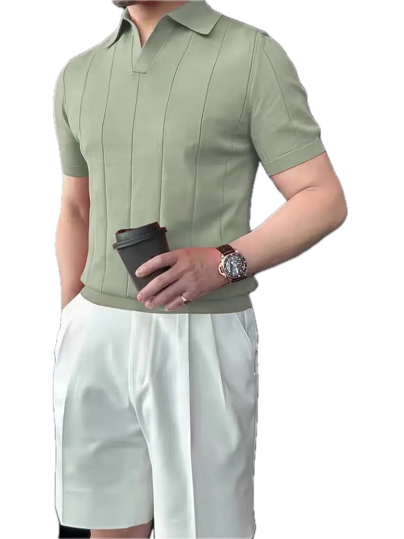 Męska Koszulka Polo Old Money ze Stójką Wiskoza - Old Money