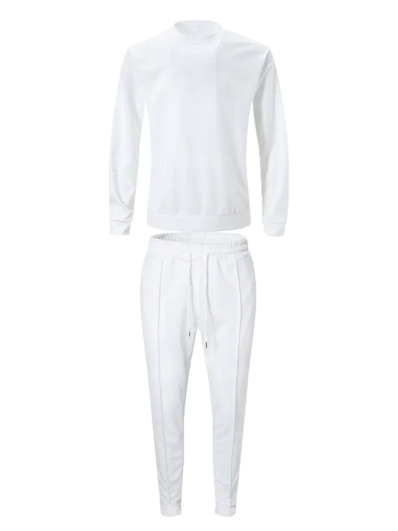 Męski Waflowy Komplet Bluza + Spodnie - Old Money