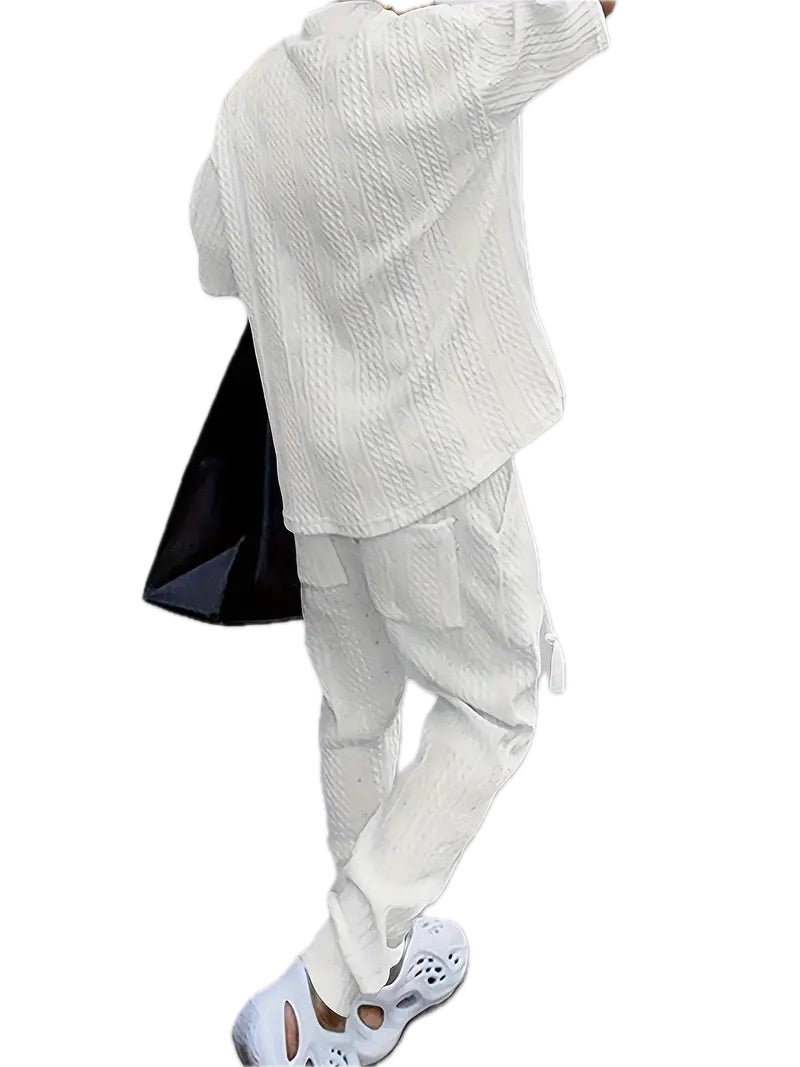 Męski Komplet Koszulka w Serek i Spodnie - Old Money