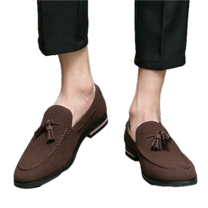 Męskie Mokasyny Casual z Frędzlami i Gumową Podeszwą - Old Money