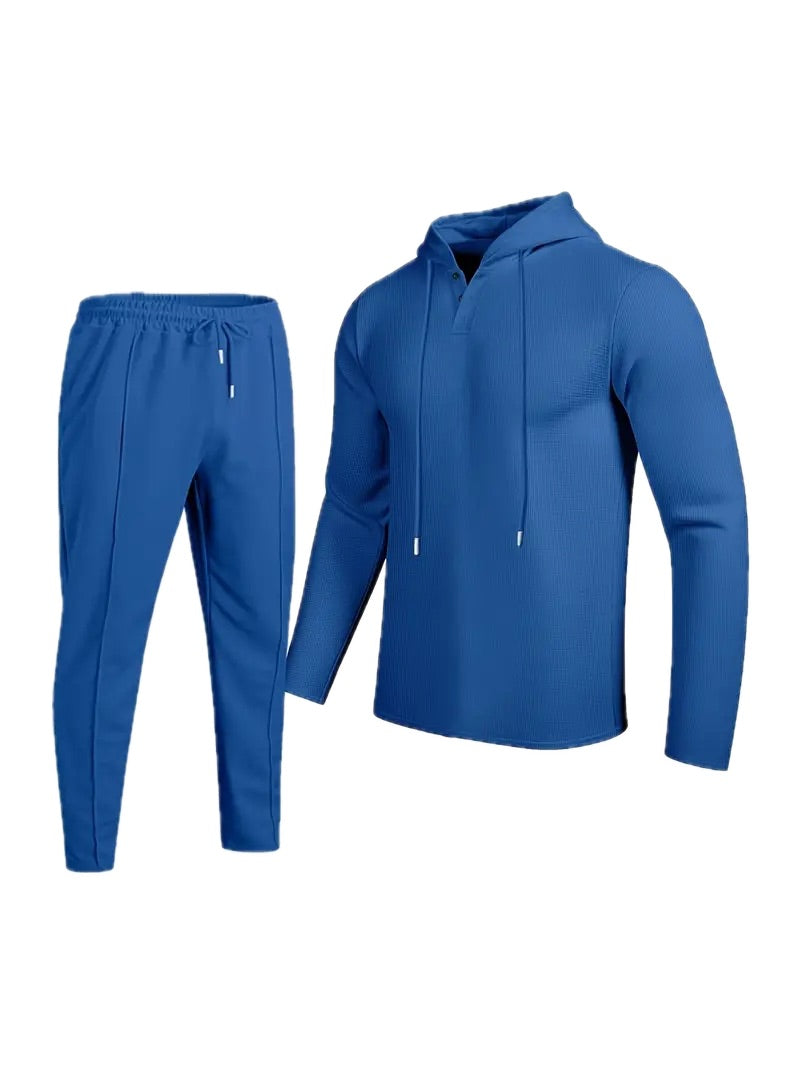 Męski Komplet Sportowy Bluza z Kapturem i Spodnie - Old Money