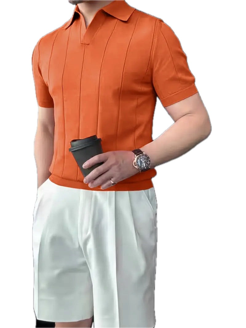 Męska Koszulka Polo Old Money ze Stójką Wiskoza - Old Money