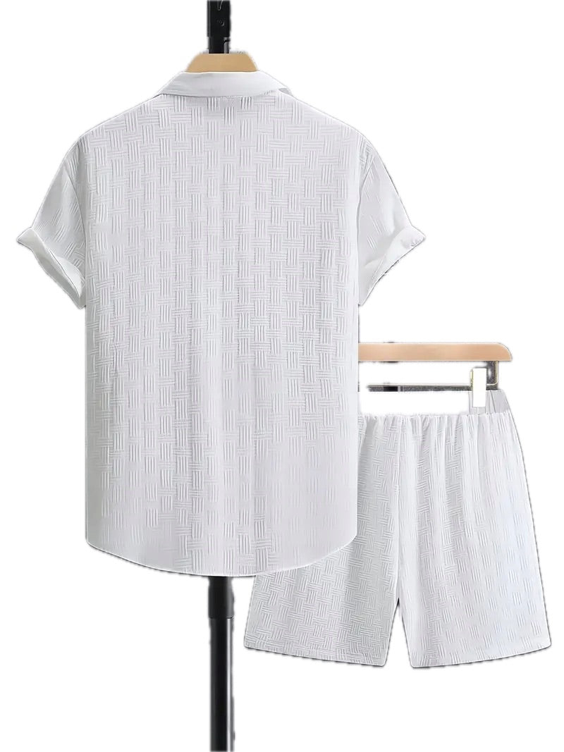 Męski Letni Zestaw Koszula z Krótkim Rękawem i Szorty - Old Money