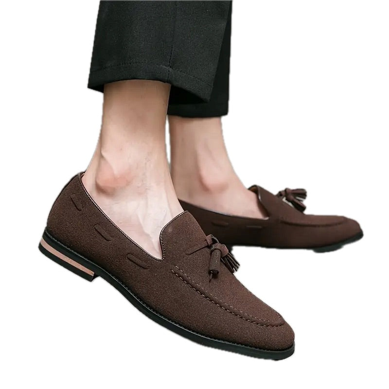 Męskie Mokasyny Casual z Frędzlami i Gumową Podeszwą - Old Money