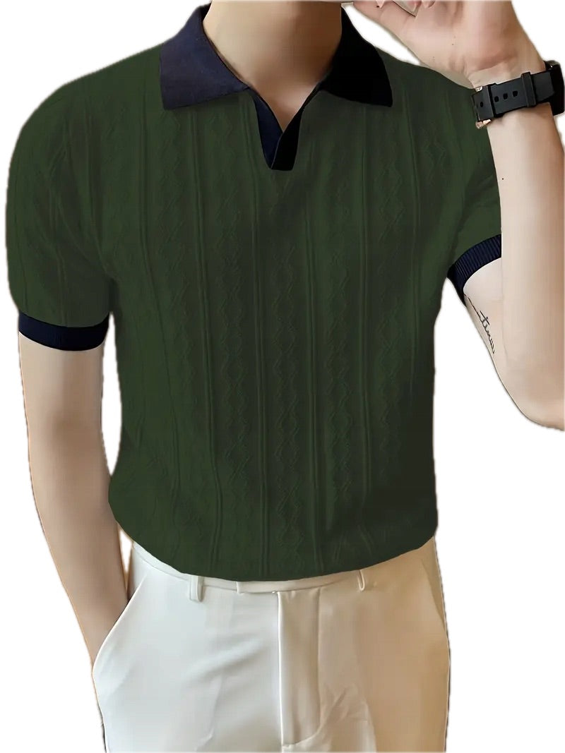 Letnia Koszulka Polo z Kontrastowym Kołnierzem - Old Money