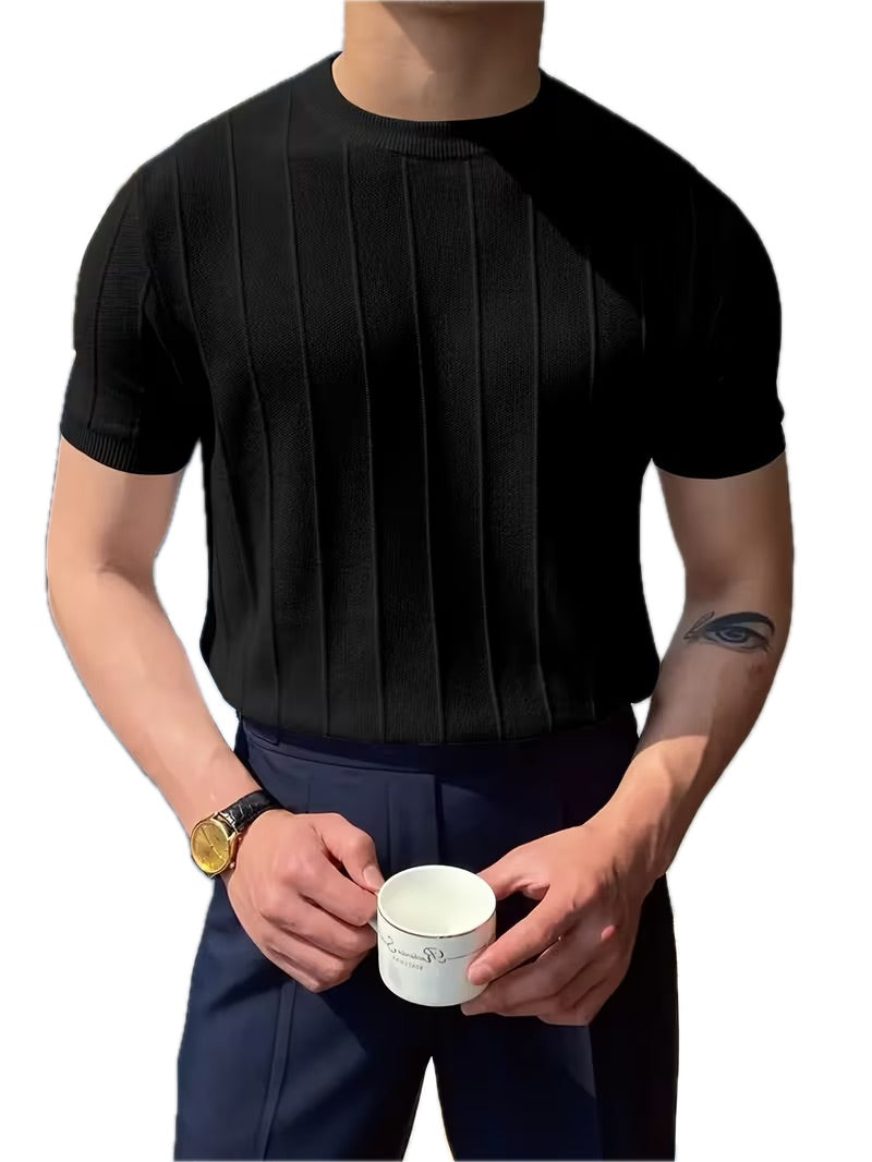 Koszulka Męska Bawełna Tekstura Klasyka - Old Money