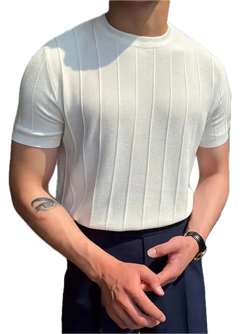 Koszulka Męska Bawełna Tekstura Klasyka - Old Money