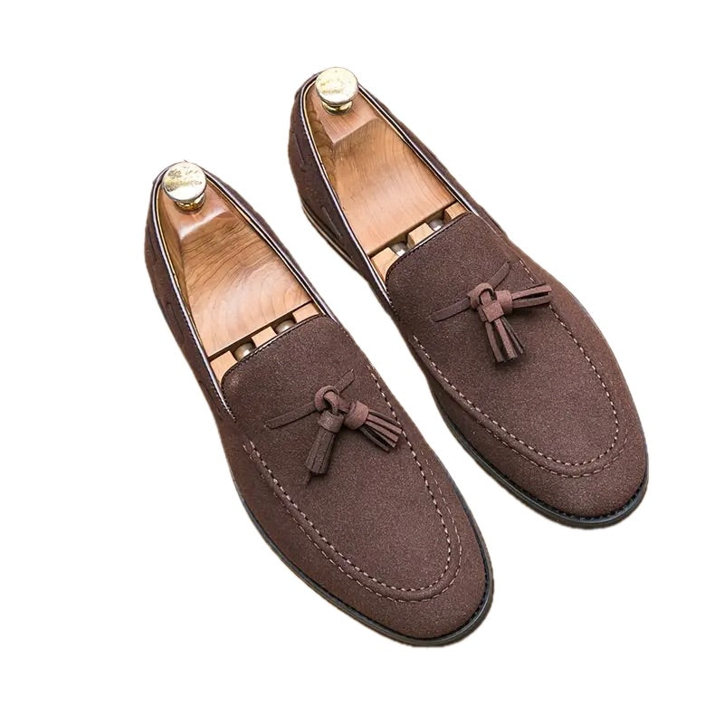 Męskie Mokasyny Casual z Frędzlami i Gumową Podeszwą - Old Money