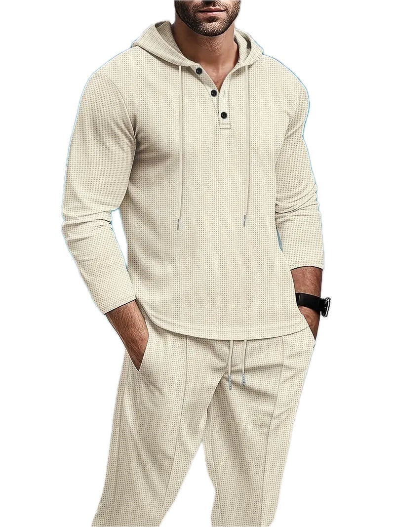 Męski Komplet Sportowy Bluza z Kapturem i Spodnie - Old Money
