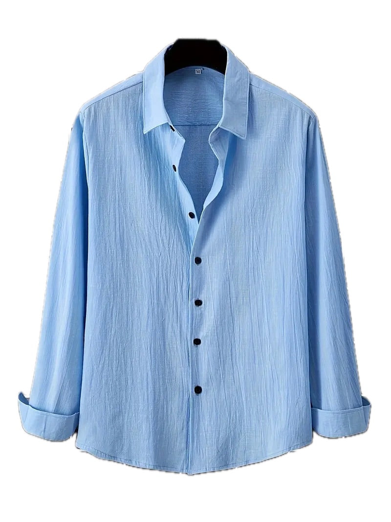 Męska Koszula Casual z Długim Rękawem - Old Money