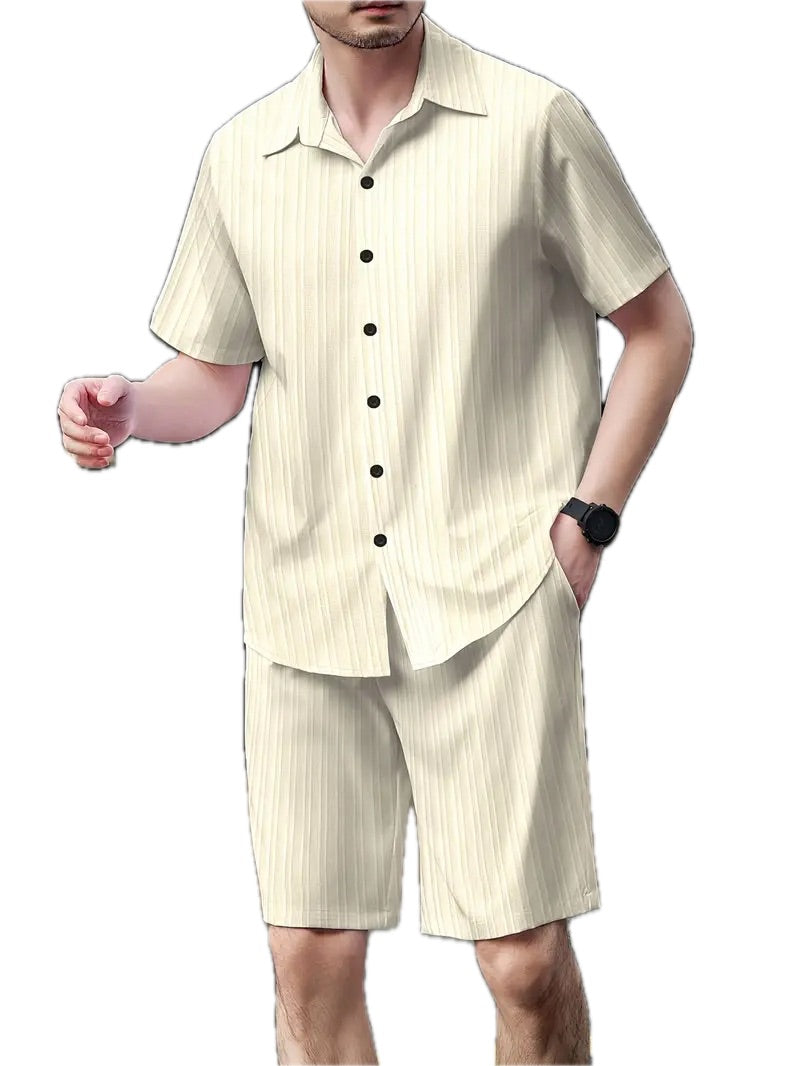 Męski Letni Zestaw Koszula i Spodenki - Old Money