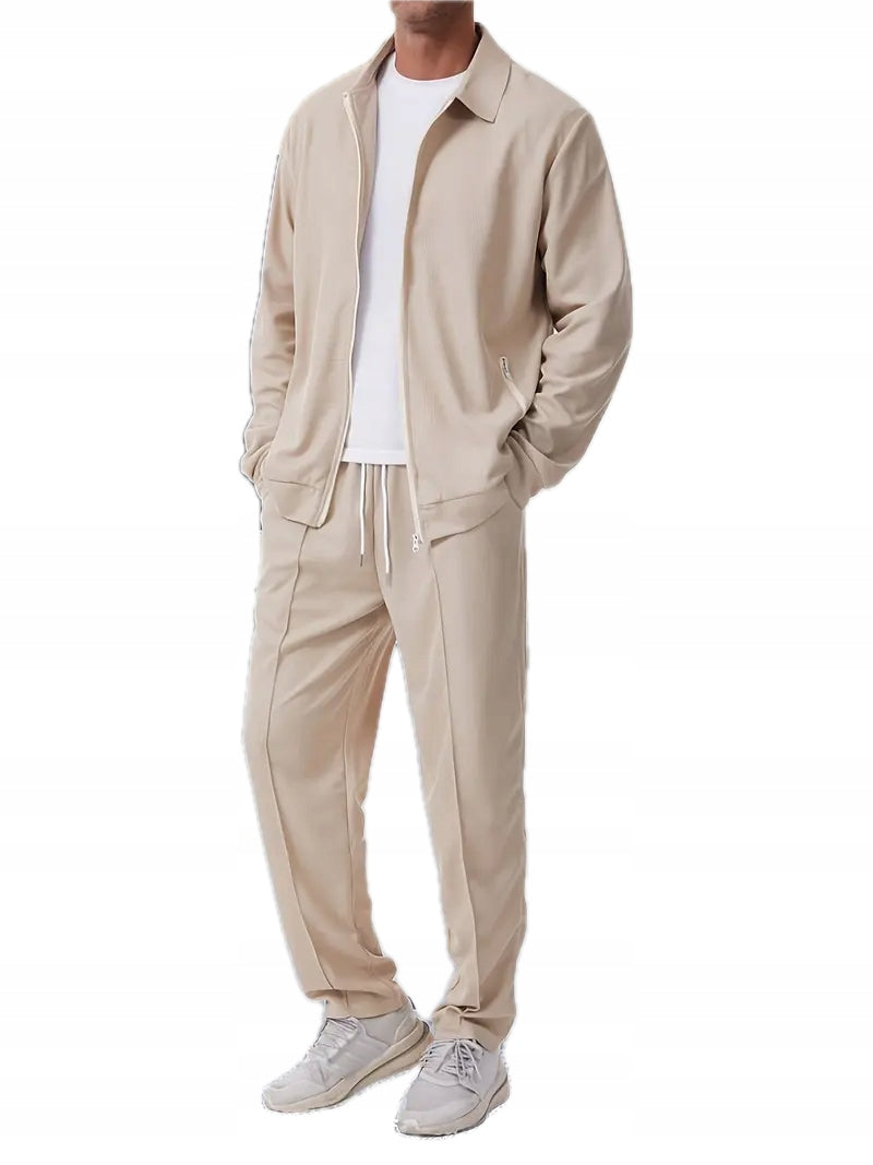Sportowy Komplet Męski Bluza na Zamek + Spodnie w Kant - Old Money
