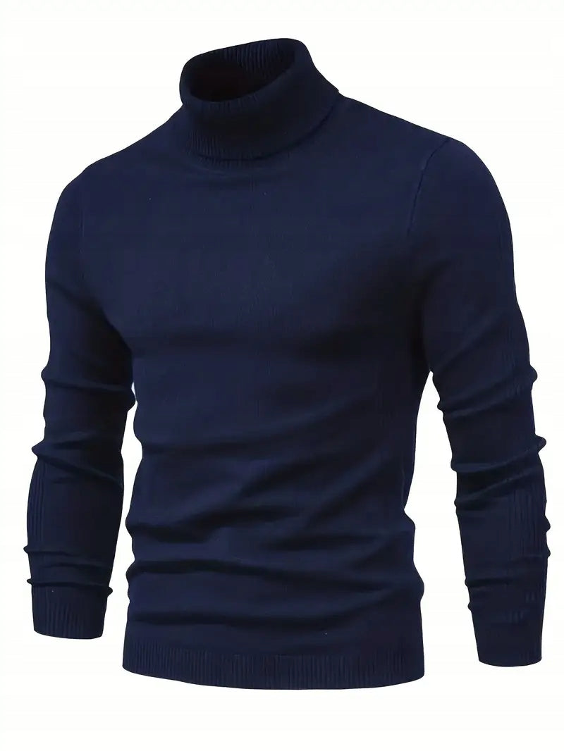 Męski Sweter Golf Wiskoza, Slim Fit - Old Money