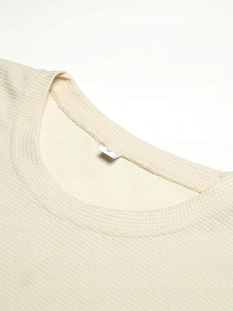 Męski Waflowy Komplet Bluza + Spodnie - Old Money