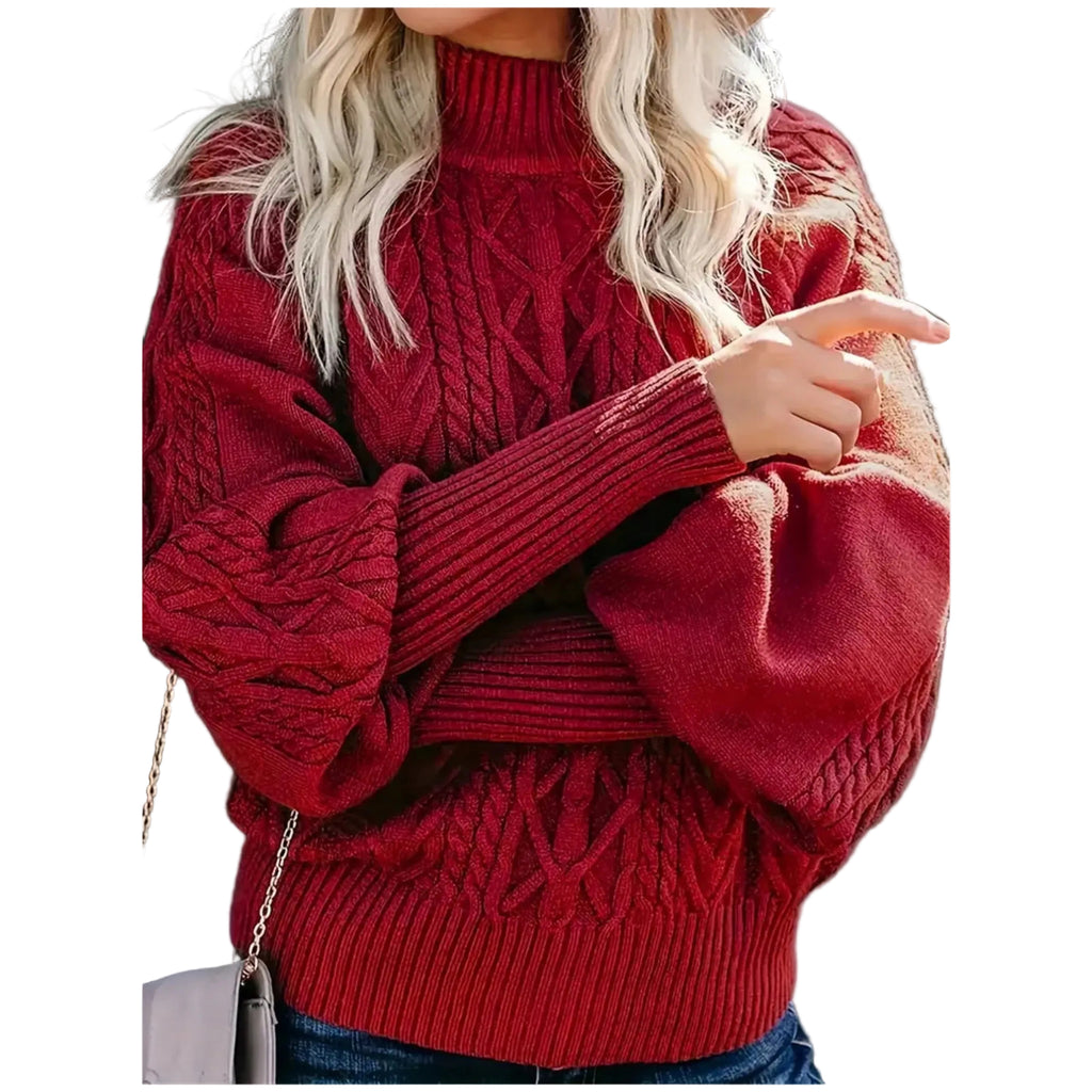 Damski Sweter z Półgolfem Geometryczny - Old Money