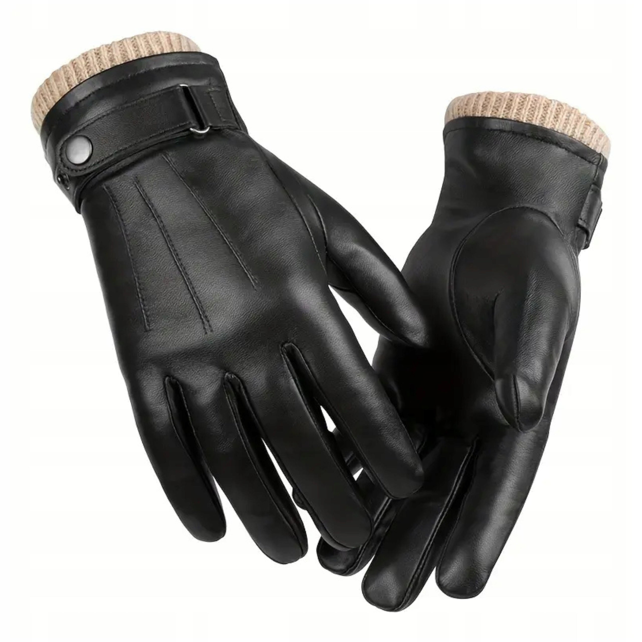 Męskie Rękawiczki Zimowe Owcza Skóra Termiczne - Old Money