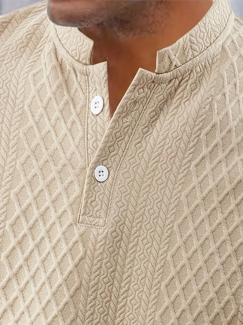 Męski Letni Zestaw Old Money Koszula Krótki Rękaw Henley Szorty - Old Money