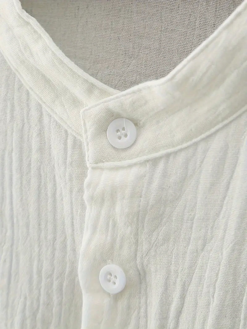 Męska Koszula z Kołnierzykiem Mandaryńskim - Old Money