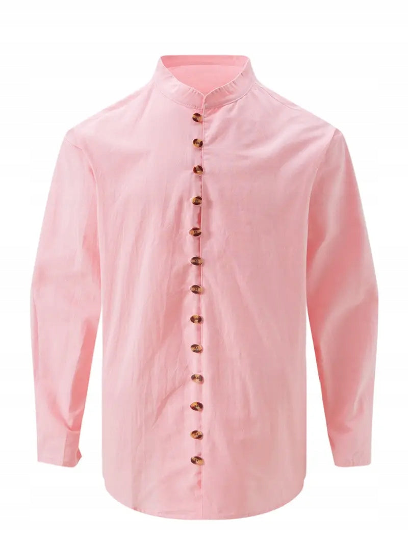 Męska Bawełniana Koszula Vintage z Długim Rękawem - Old Money