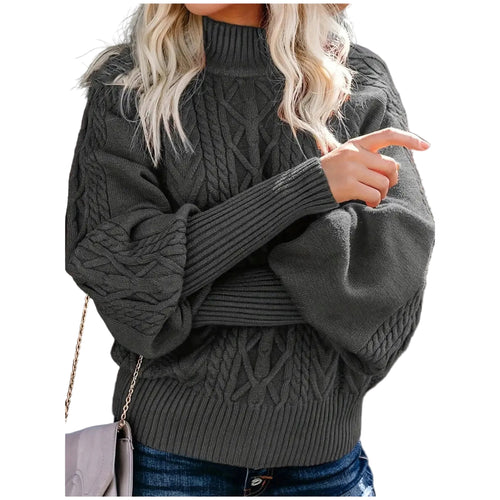 Damski Sweter z Półgolfem Geometryczny - Old Money