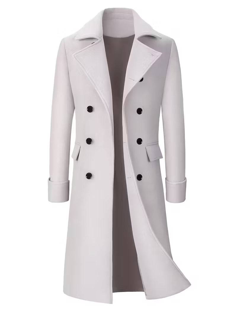 Męski Długi Płaszcz Trench Elegancki Płaszcz - Old Money