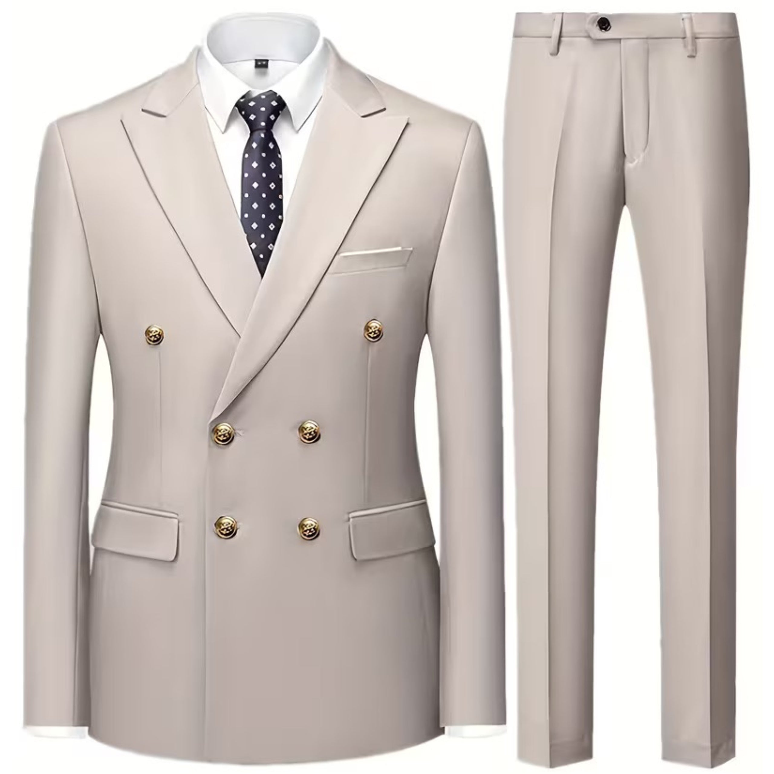 Męski Elegancki Garnitur Dwurzędowy z Wiskozą - Old Money