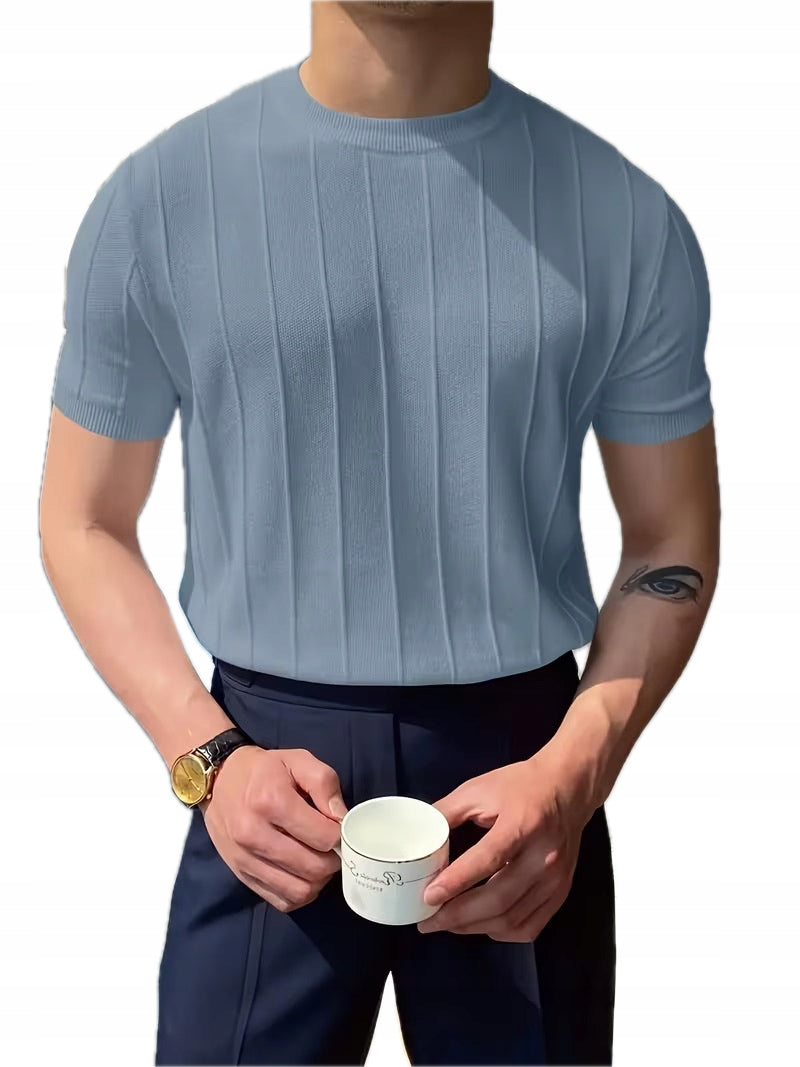 Koszulka Męska Bawełna Tekstura Klasyka - Old Money