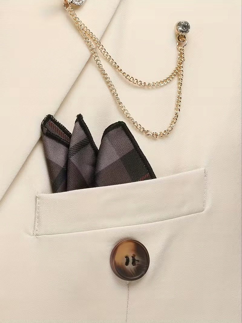 Męski Garnitur 2-Częściowy Wiskoza Włoski Dwurzędowy - Old Money