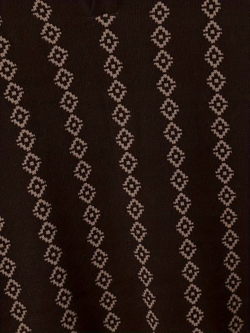 Męska Koszulka Polo V-Neck Wakacyjny Dzianinowy Casual - Old Money