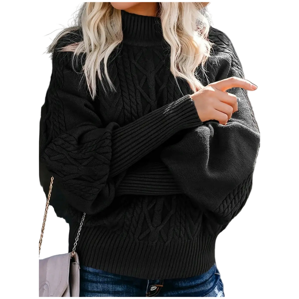 Damski Sweter z Półgolfem Geometryczny - Old Money